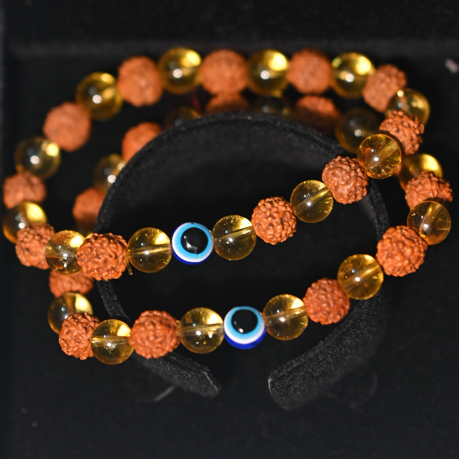 Rudraksha & Citrine Bracelet | Buy 1 Get 1 Free