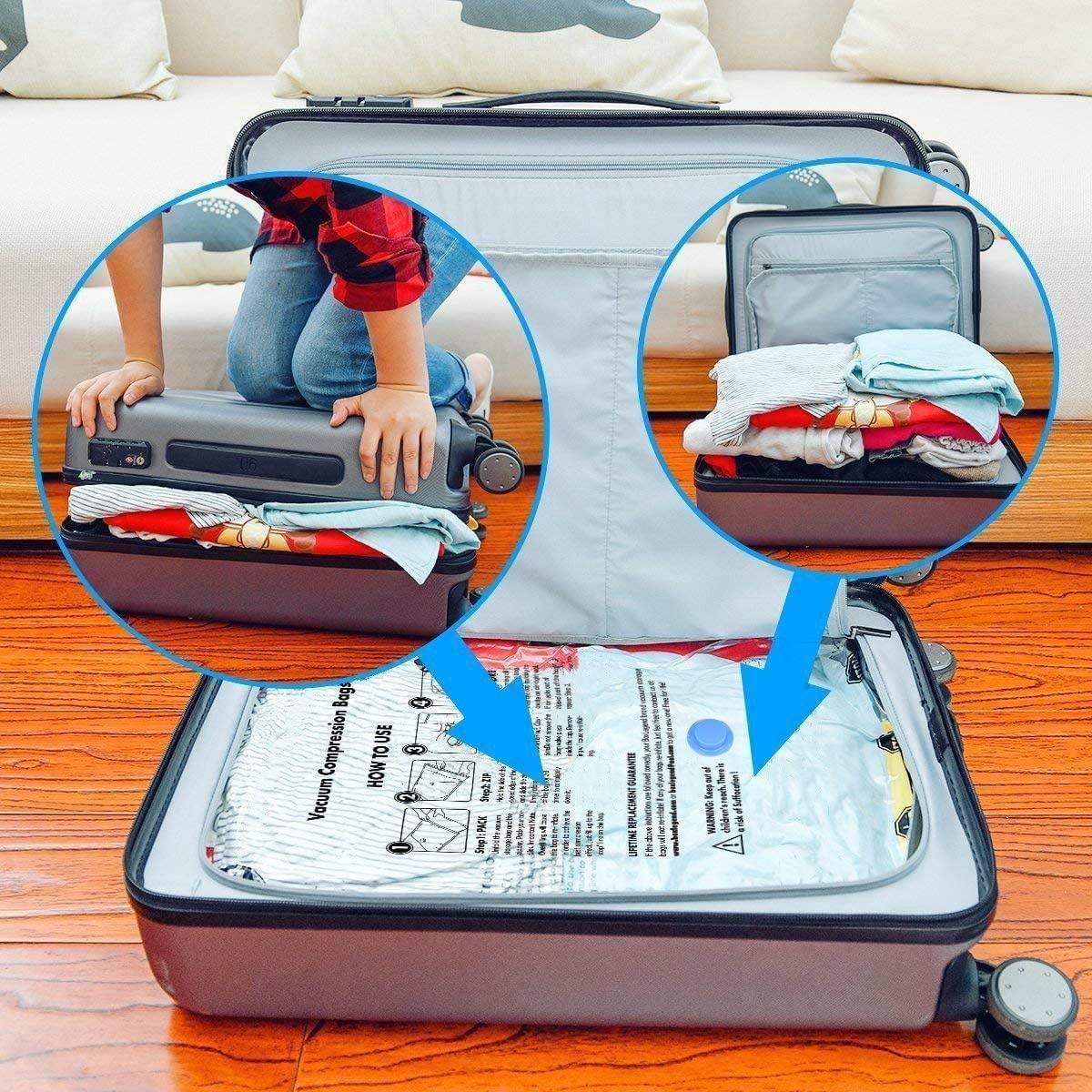 Reusable Vacuum Storage Bags (PACK OF 5) + FREE VACUUM PUMP
