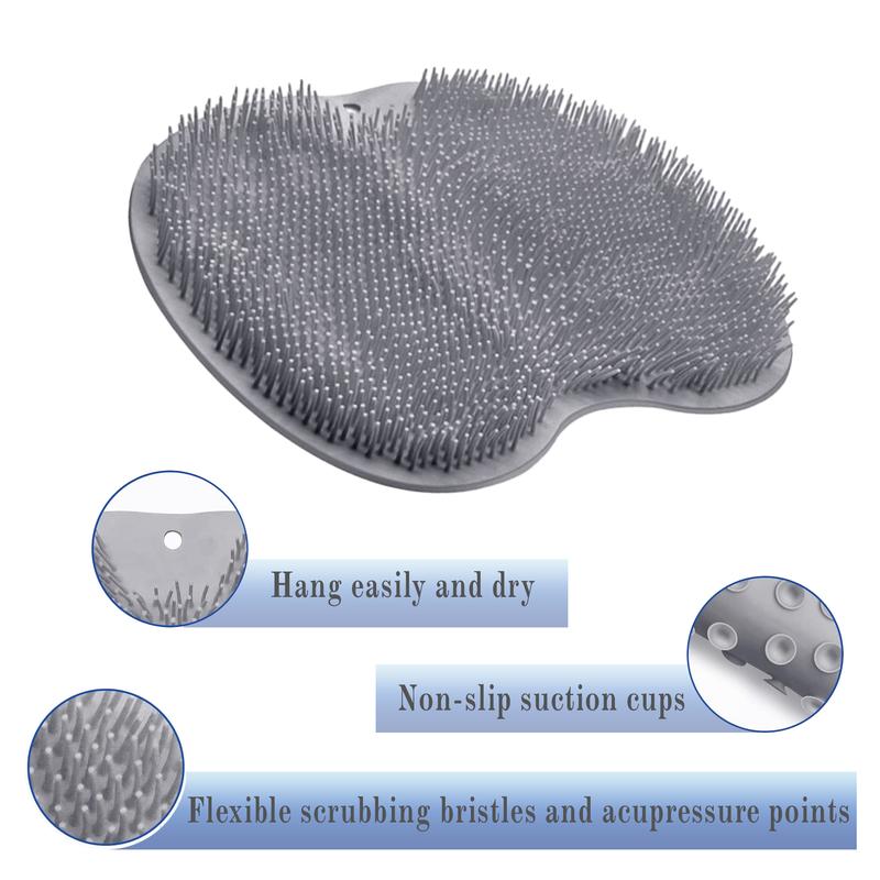 Silicone Shower Foot Scrubber Mat with Wall-Mounted Suction Cups