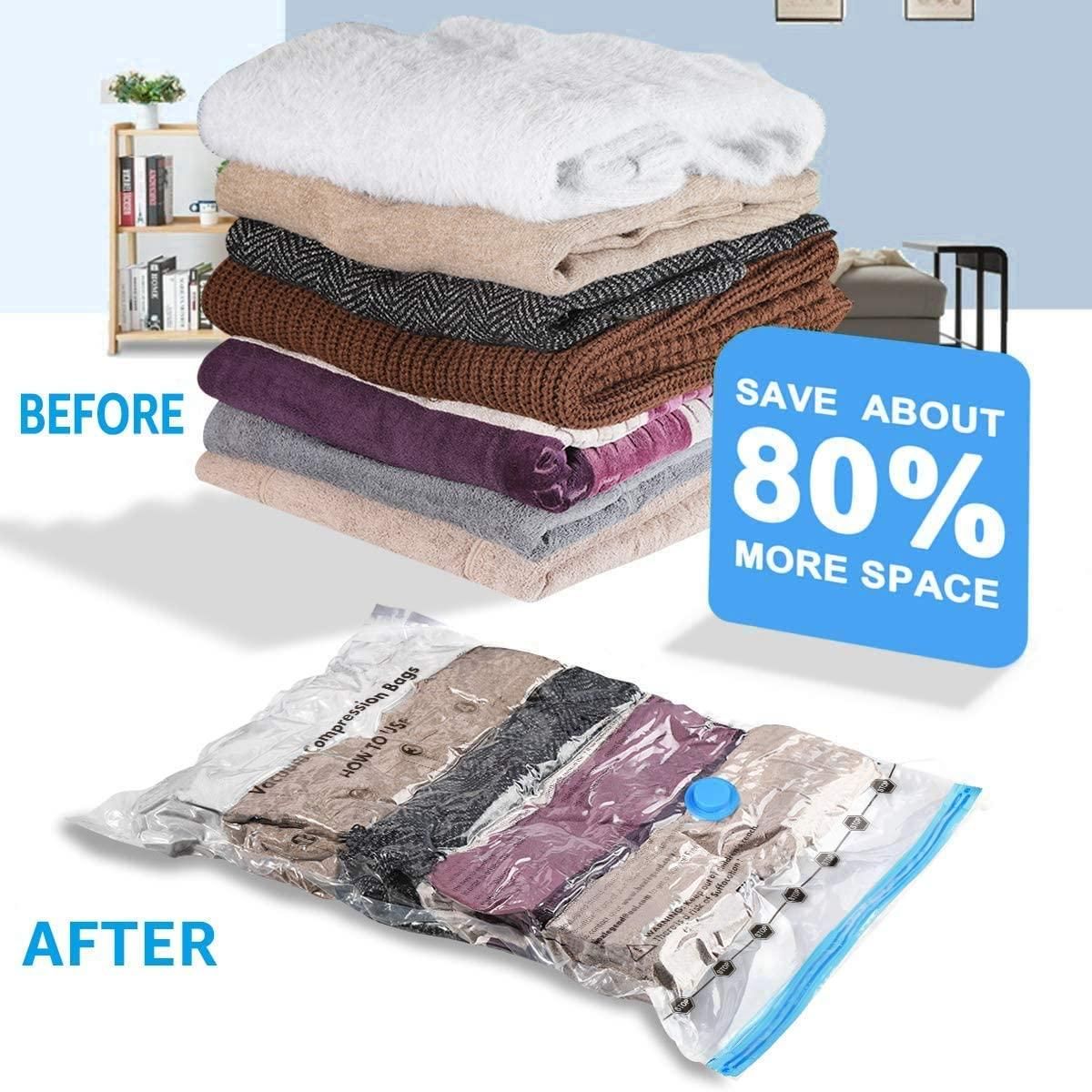 Reusable Vacuum Storage Bags (PACK OF 5) + FREE VACUUM PUMP