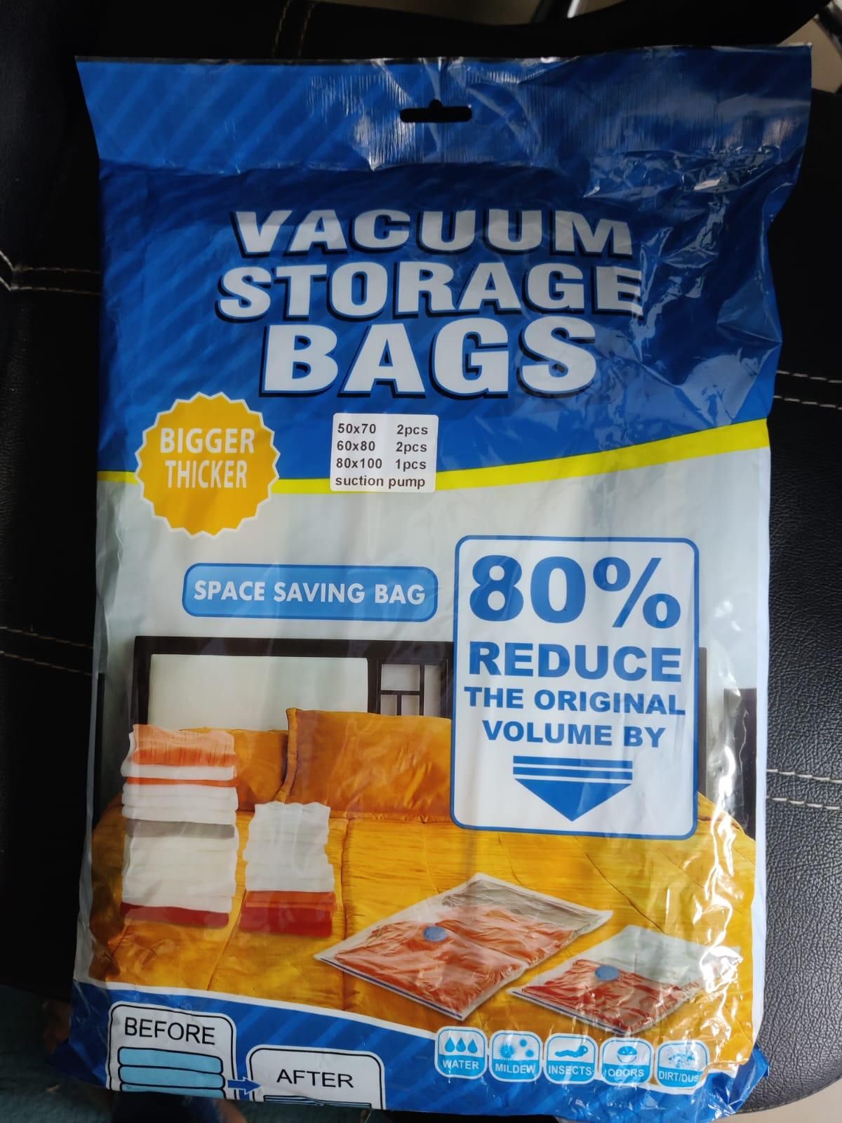 Reusable Vacuum Storage Bags (PACK OF 5) + FREE VACUUM PUMP