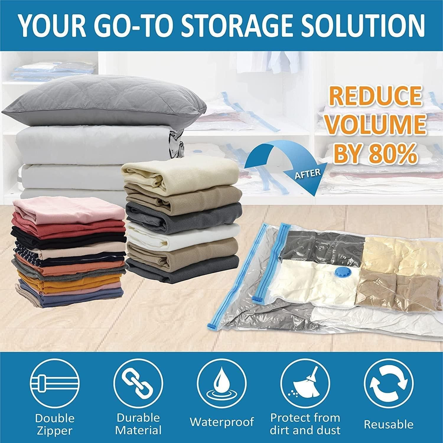 Reusable Vacuum Storage Bags (PACK OF 5) + FREE VACUUM PUMP