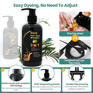 3-IN-1 AYURVEDIC BLACK HAIR DYE SHAMPOO - (Buy 1 Get 1 Free)