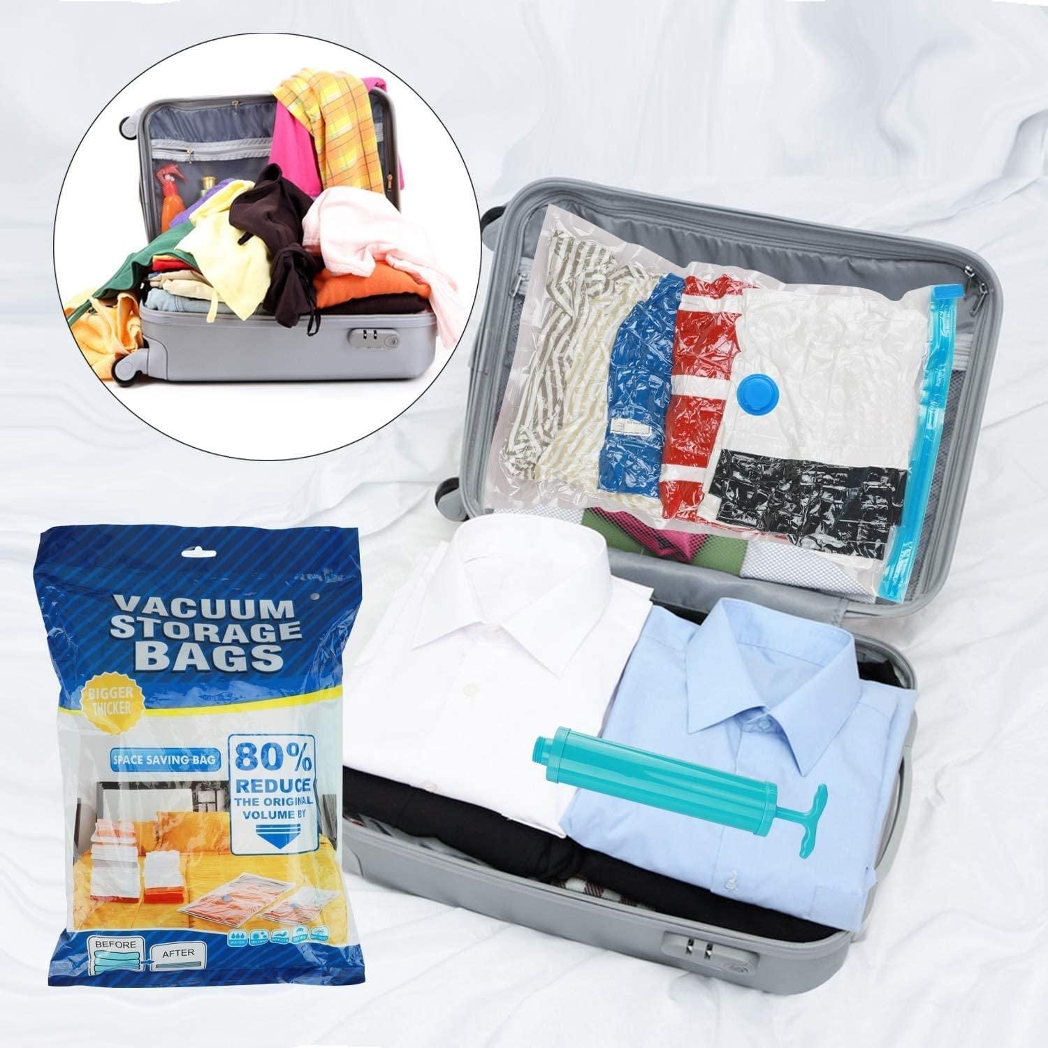 Reusable Vacuum Storage Bags (PACK OF 5) + FREE VACUUM PUMP
