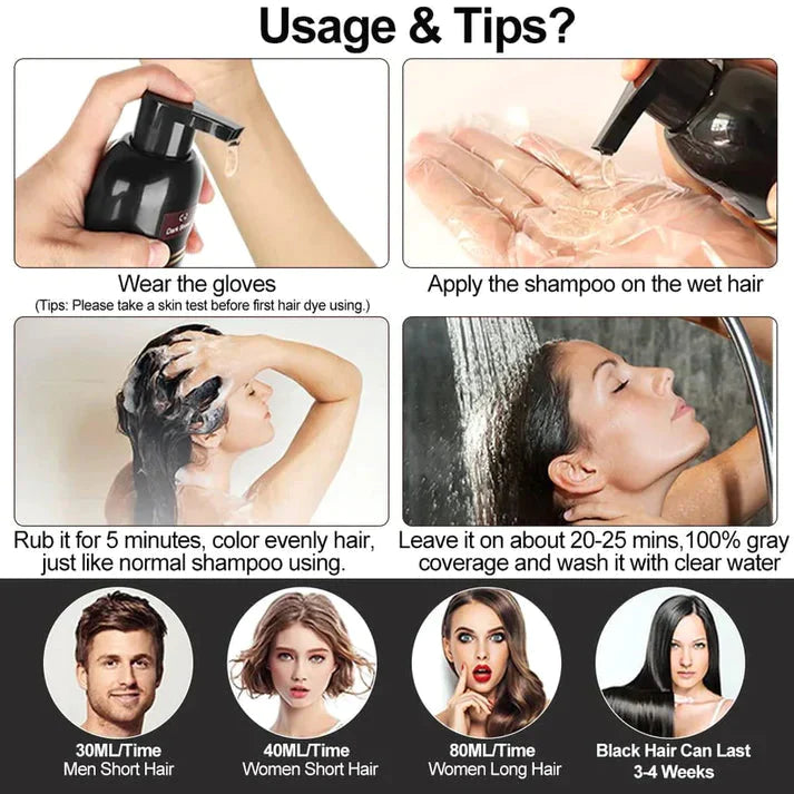 3-IN-1 AYURVEDIC BLACK HAIR DYE SHAMPOO - (Buy 1 Get 1 Free)