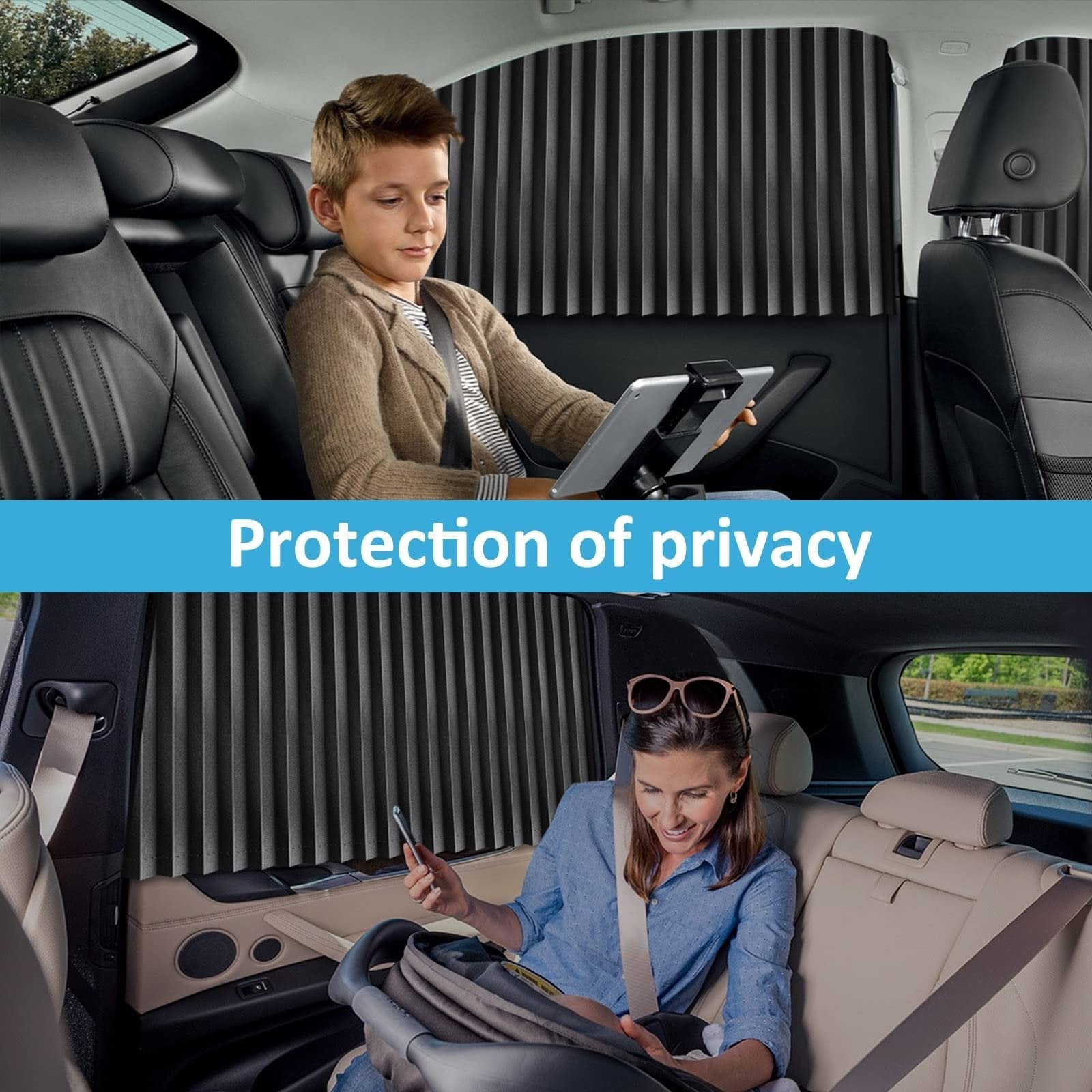 Magnetic Car Window Sunshades (4 Pcs) - Black