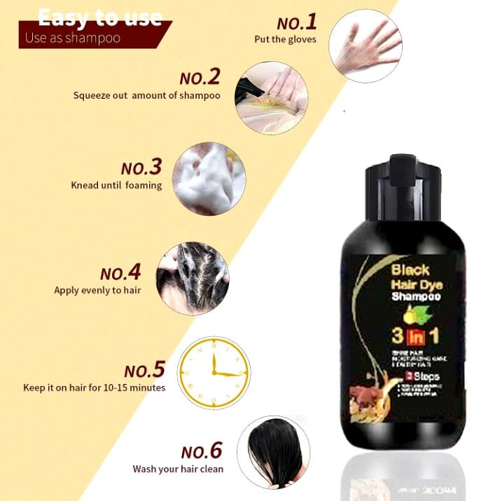 3-IN-1 AYURVEDIC BLACK HAIR DYE SHAMPOO - (Buy 1 Get 1 Free)