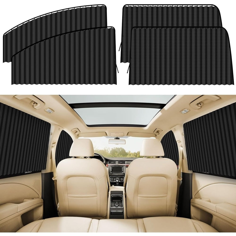Magnetic Car Window Sunshades (4 Pcs) - Black