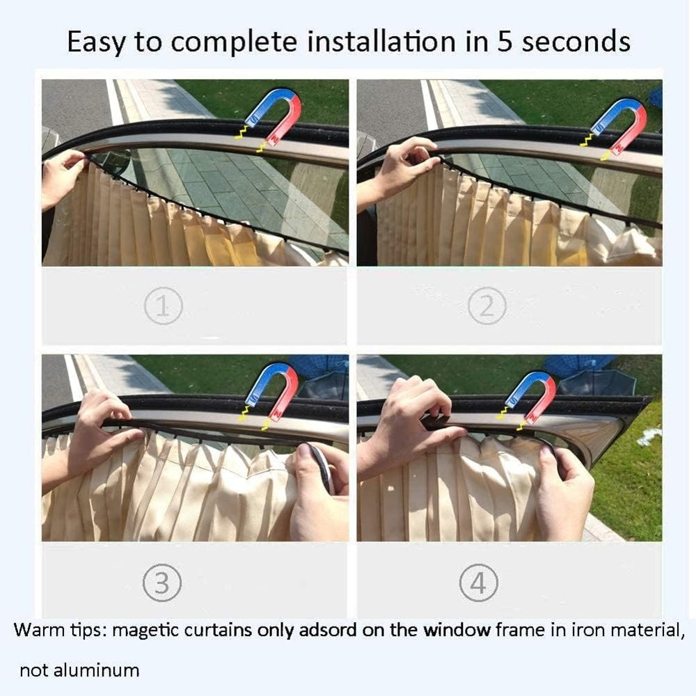 Magnetic Car Window Sunshades (4 Pcs) - Black