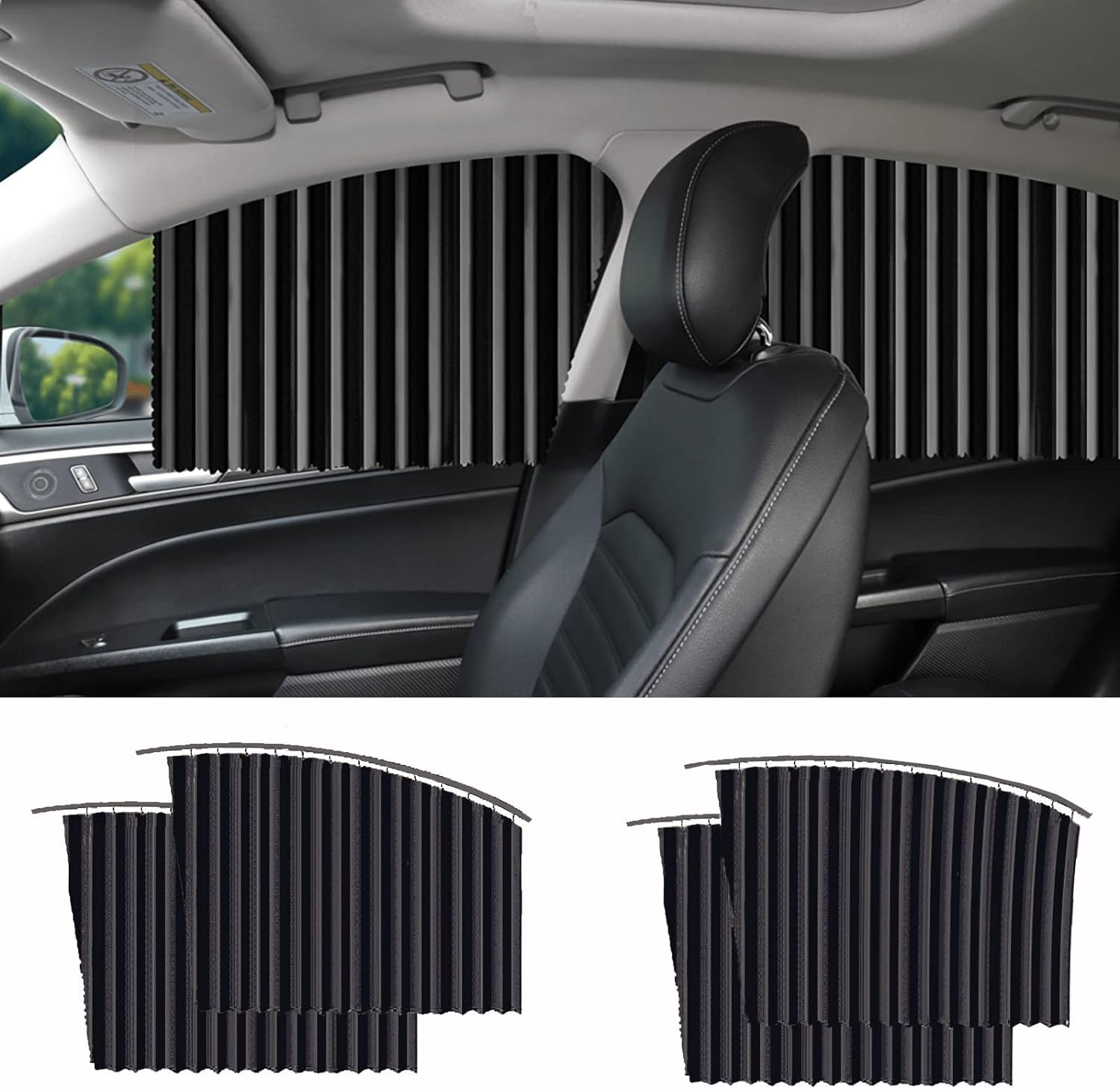 Magnetic Car Window Sunshades (4 Pcs) - Black