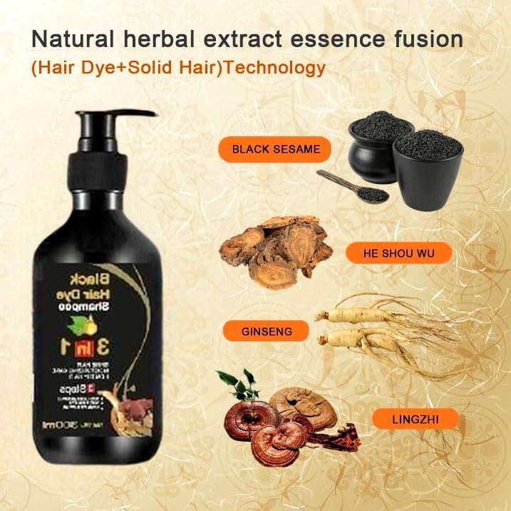 3-IN-1 AYURVEDIC BLACK HAIR DYE SHAMPOO - (Buy 1 Get 1 Free)