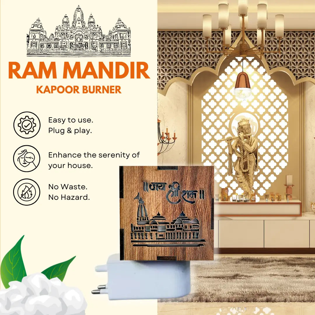 3-IN-1 Ayodhya Ram Mandir Electric Kapoor Burner & Night lamp