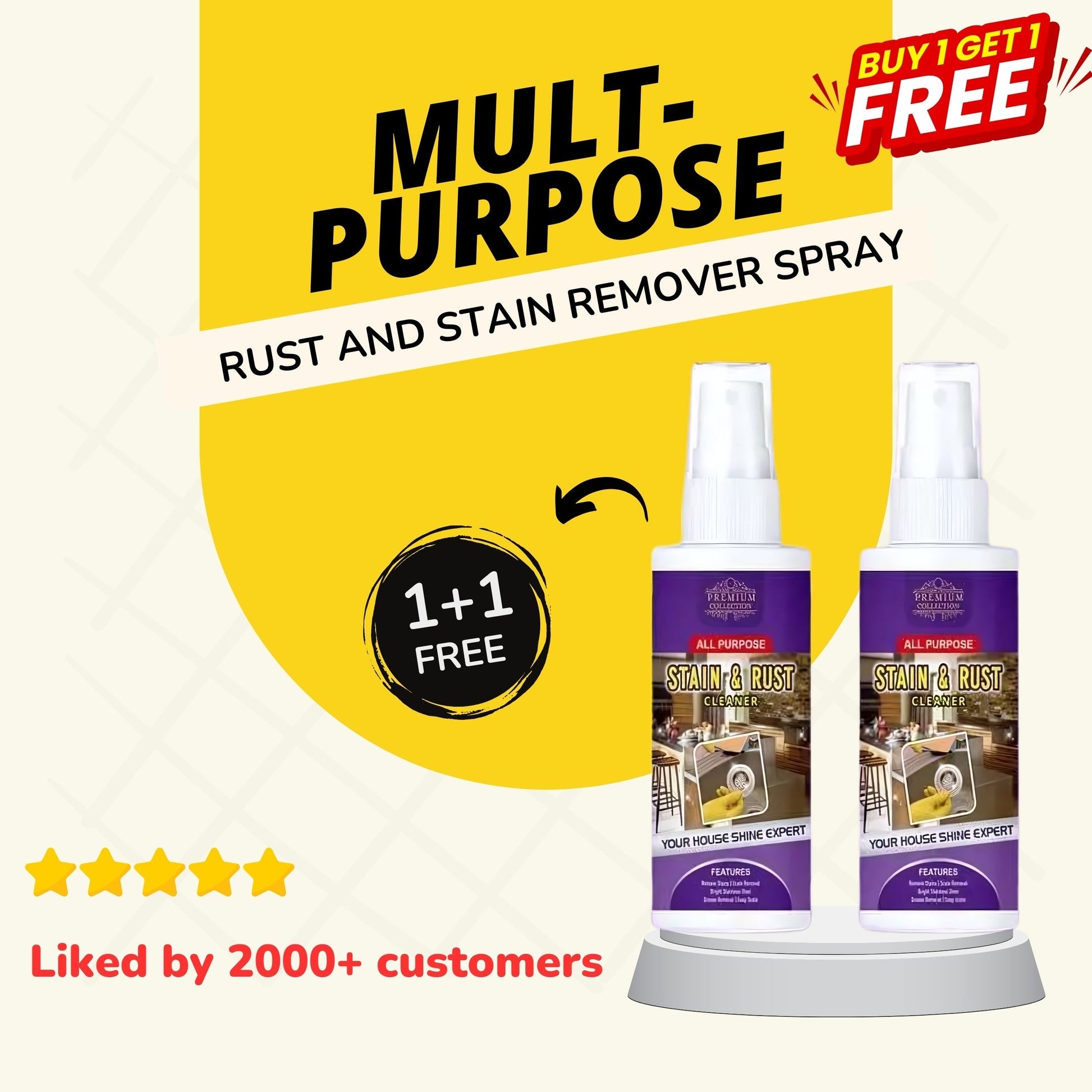 Multipurpose Rust & Stain Remover Spray (Buy 1 Get 1 Free)
