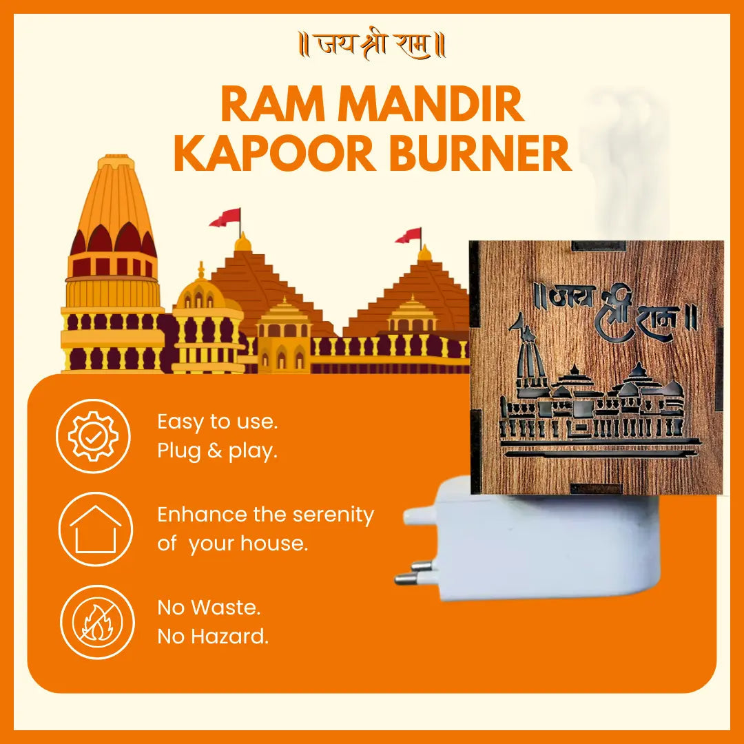 3-IN-1 Ayodhya Ram Mandir Electric Kapoor Burner & Night lamp