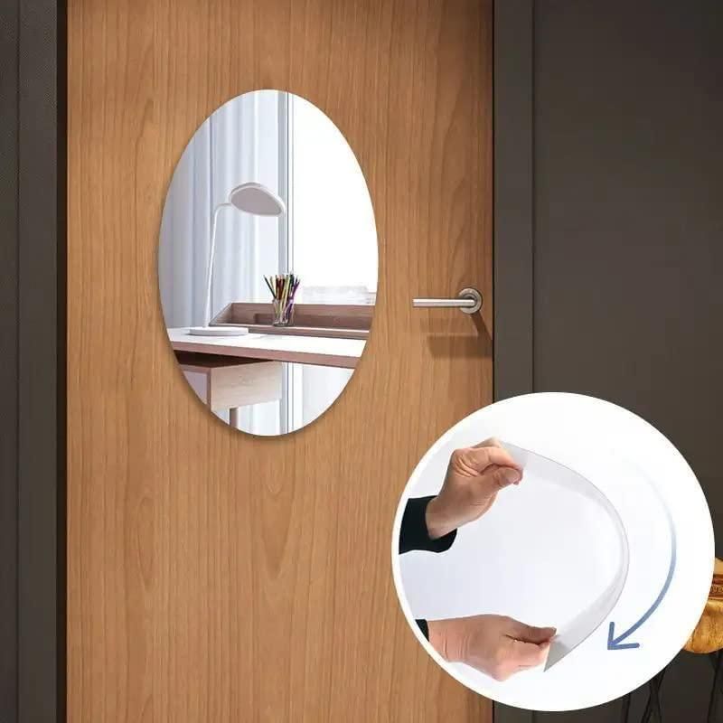 Mirror Sticker for Wall (Oval+Rectangular) Pack of 2 (BUY 1 GET 1 FREE)