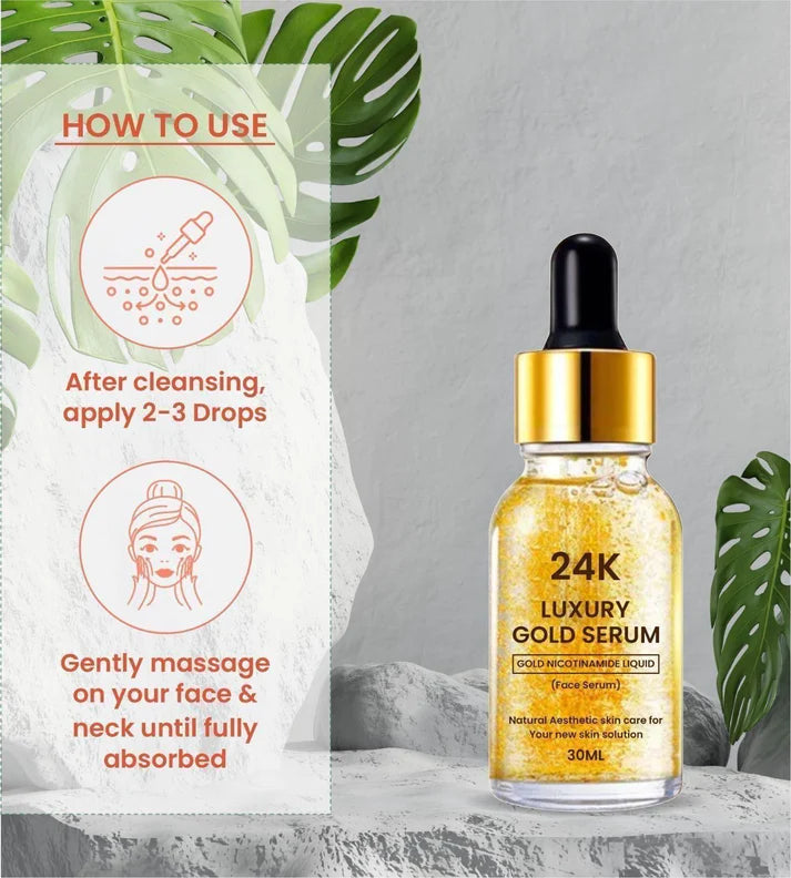 24K Gold Face Serum (Buy 1 Get 1 Free) - ⭐️⭐️⭐️⭐️⭐️ 4.9/5 Reviews