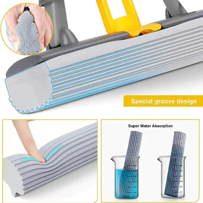 2 In 1 Folding Squeeze Sponge Wiper Mop