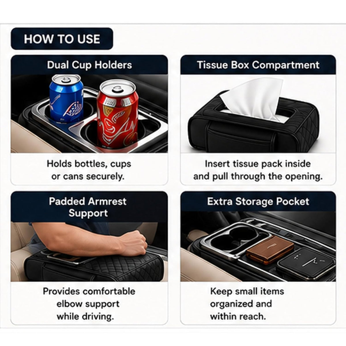 5 in 1 Universal Fit Car Armrest Console Cushion