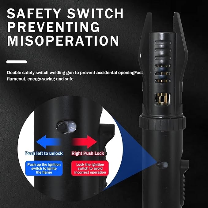 Jet Flame Lighter, Direct Impact Lighter Inflatable with Flame Locking Function, Refillable Jet Flame Windproof Torch Lighter for BBQ, Stove, Candle, Kitchen Cooker, Camping