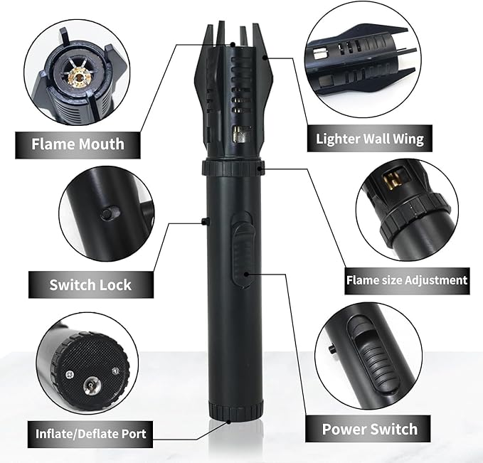 Jet Flame Lighter, Direct Impact Lighter Inflatable with Flame Locking Function, Refillable Jet Flame Windproof Torch Lighter for BBQ, Stove, Candle, Kitchen Cooker, Camping