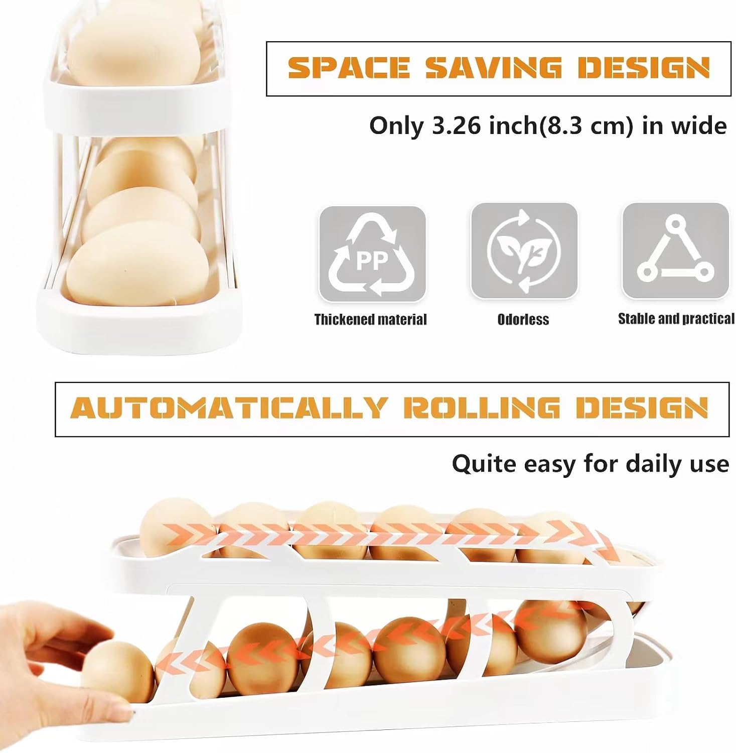 Automatic Rolling Egg Dispenser & Holder Container