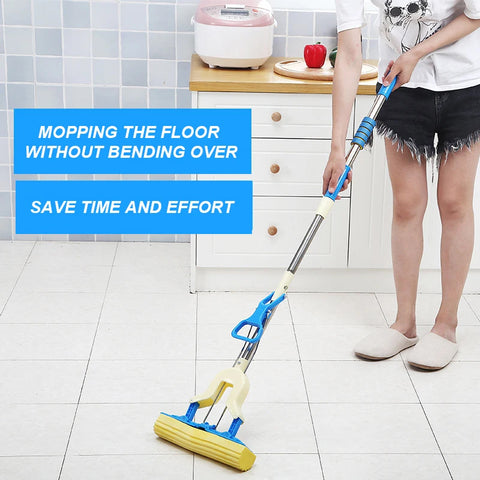 2 In 1 Folding Squeeze Sponge Wiper Mop