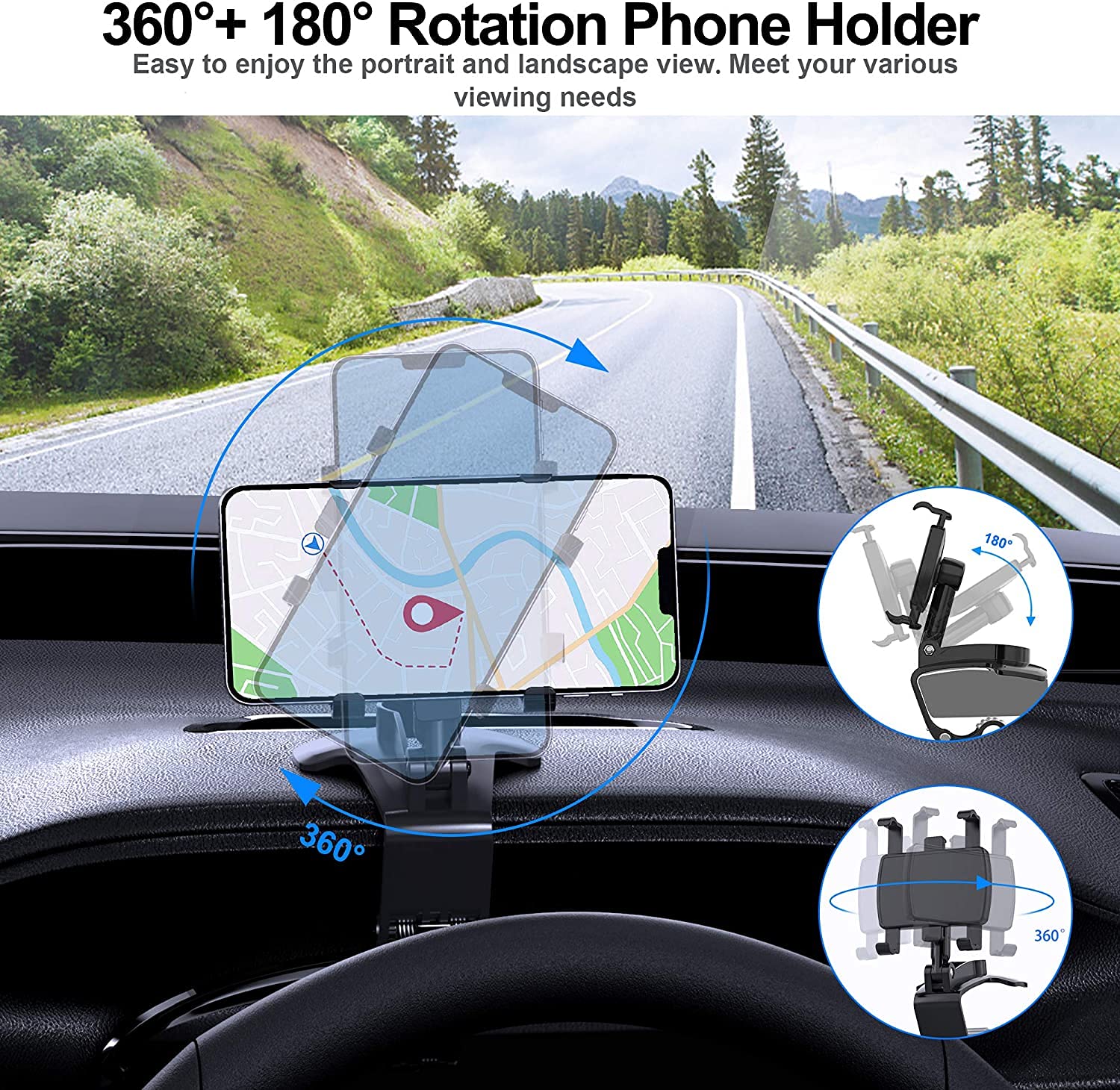 Multifunctional Car Dashboard Mobile Phone Holder 360" Rotation