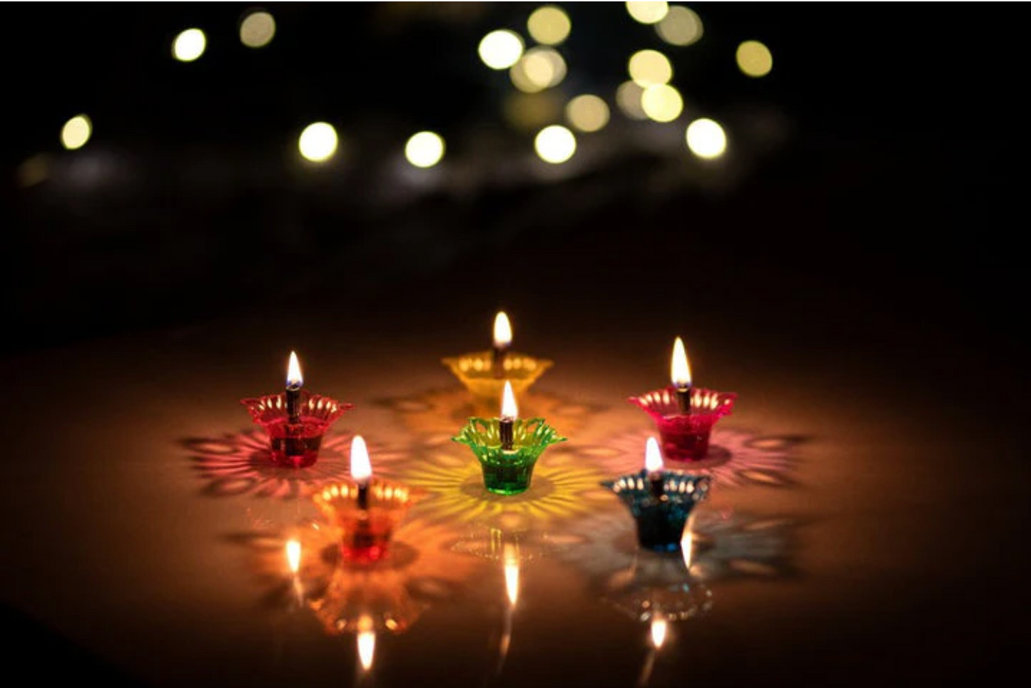 3D Reflective Diya Set - Festival Diwali Decor