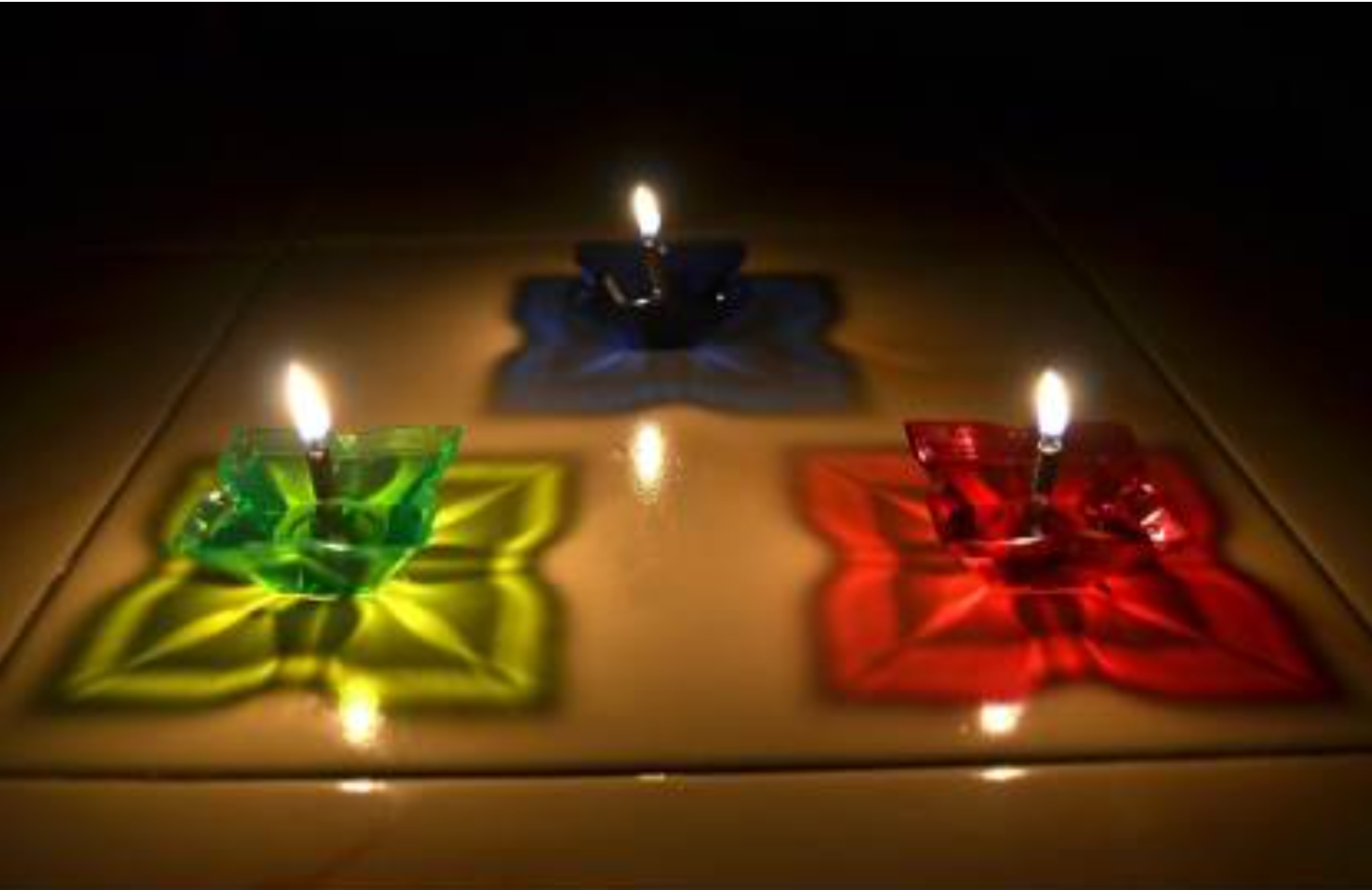 3D Reflective Diya Set - Festival Diwali Decor