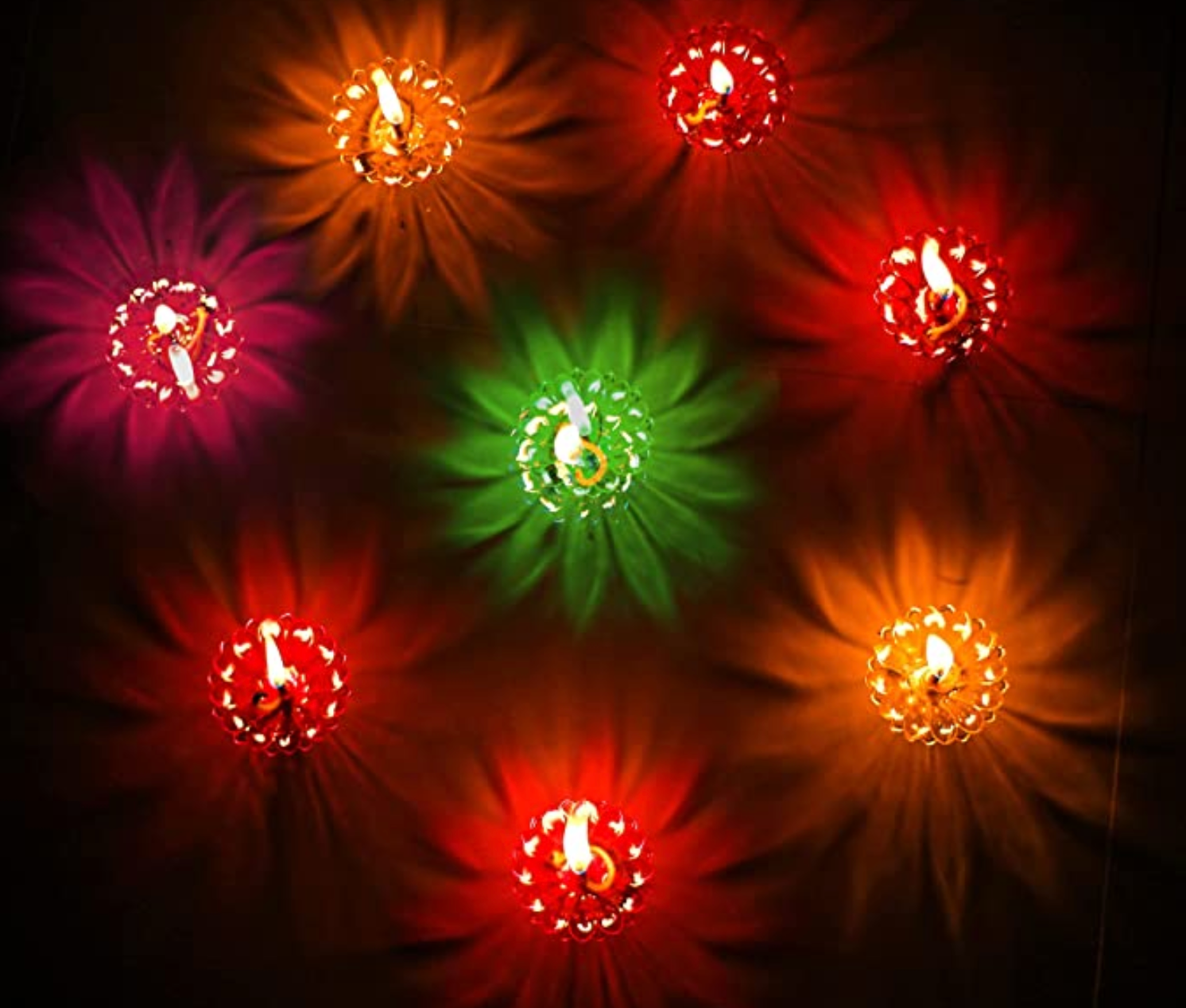 3D Reflective Diya Set - Festival Diwali Decor