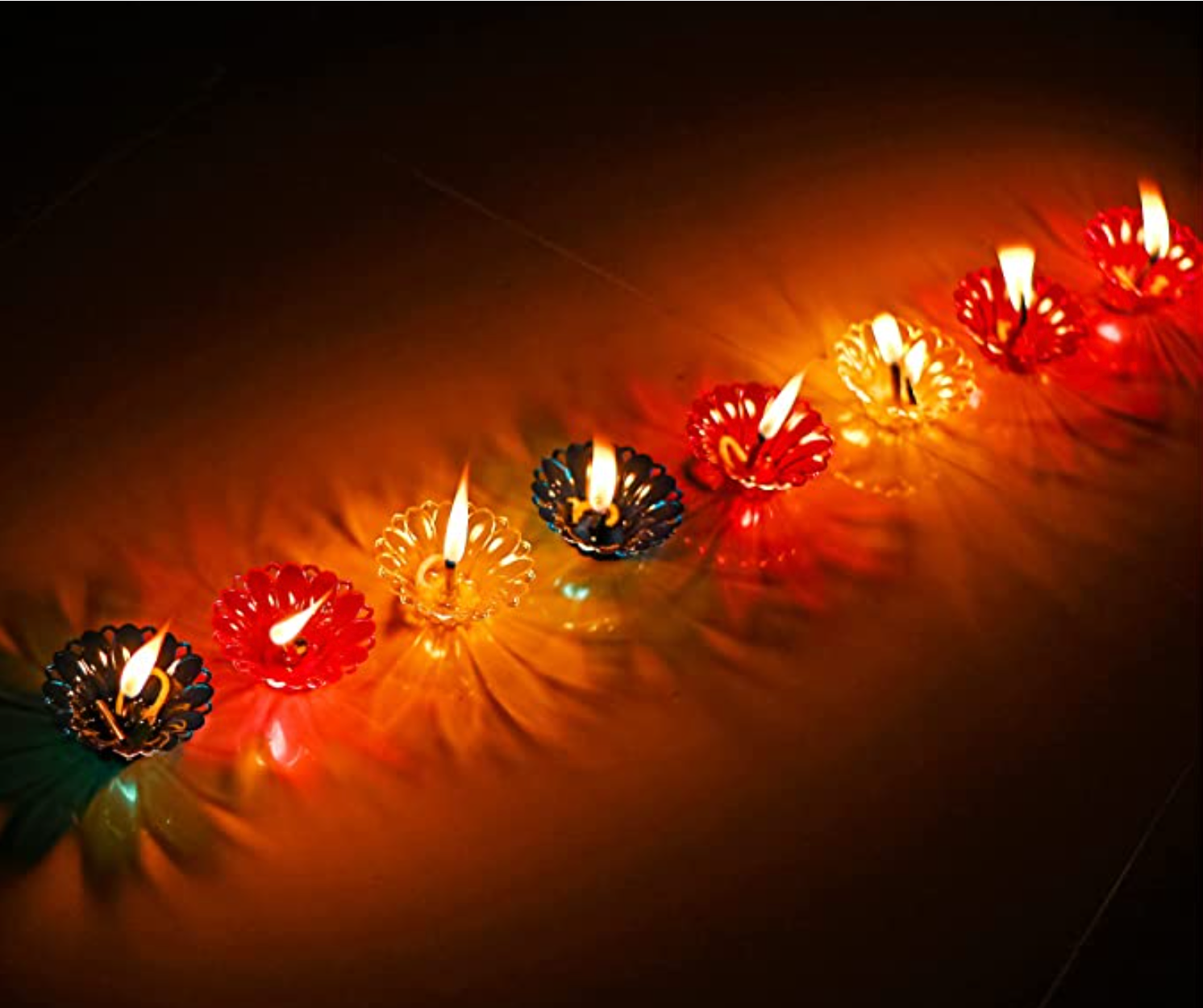 3D Reflective Diya Set - Festival Diwali Decor