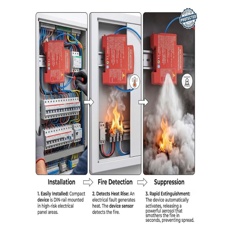 IgnisGuard™ - Heat-Activated Aerosol Fire Suppression Device for Electrical Panels & DB Boxes