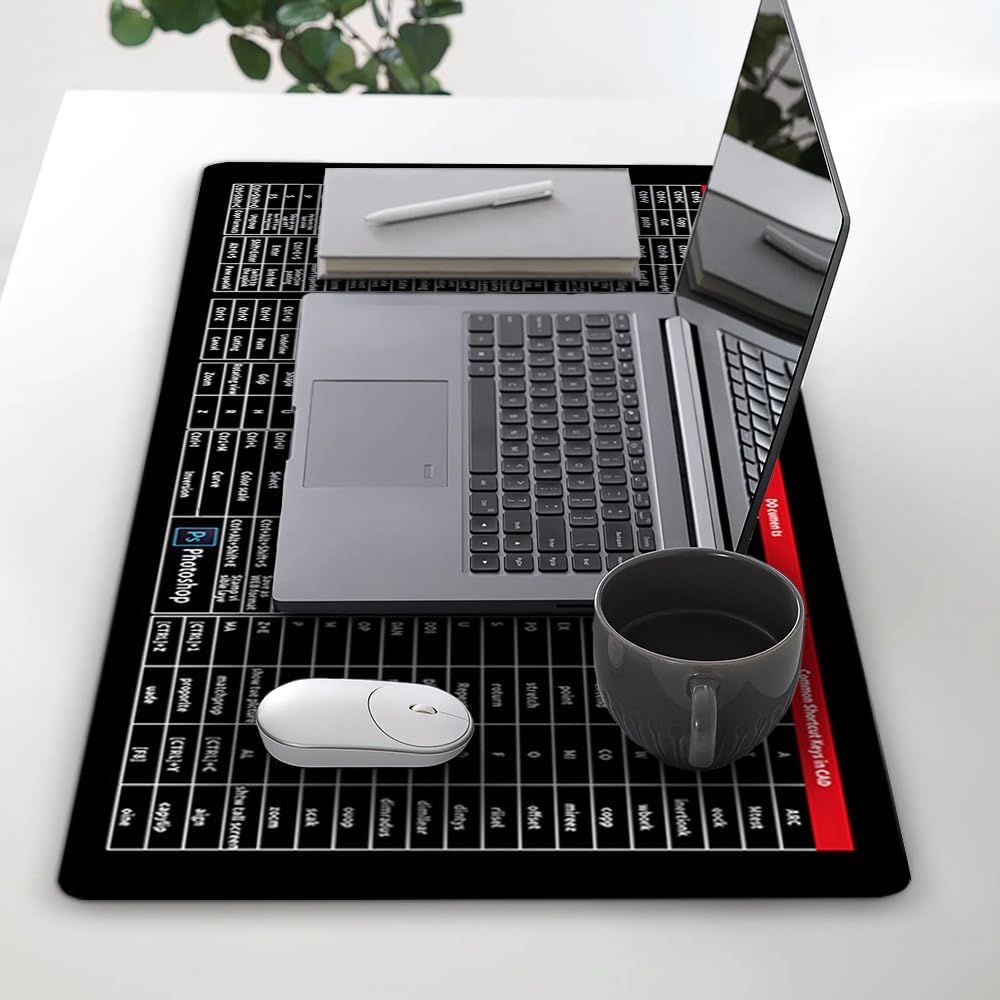 Key Super Large Anti-Slip Keyboard Pad - with Office Software Shortcuts Pattern