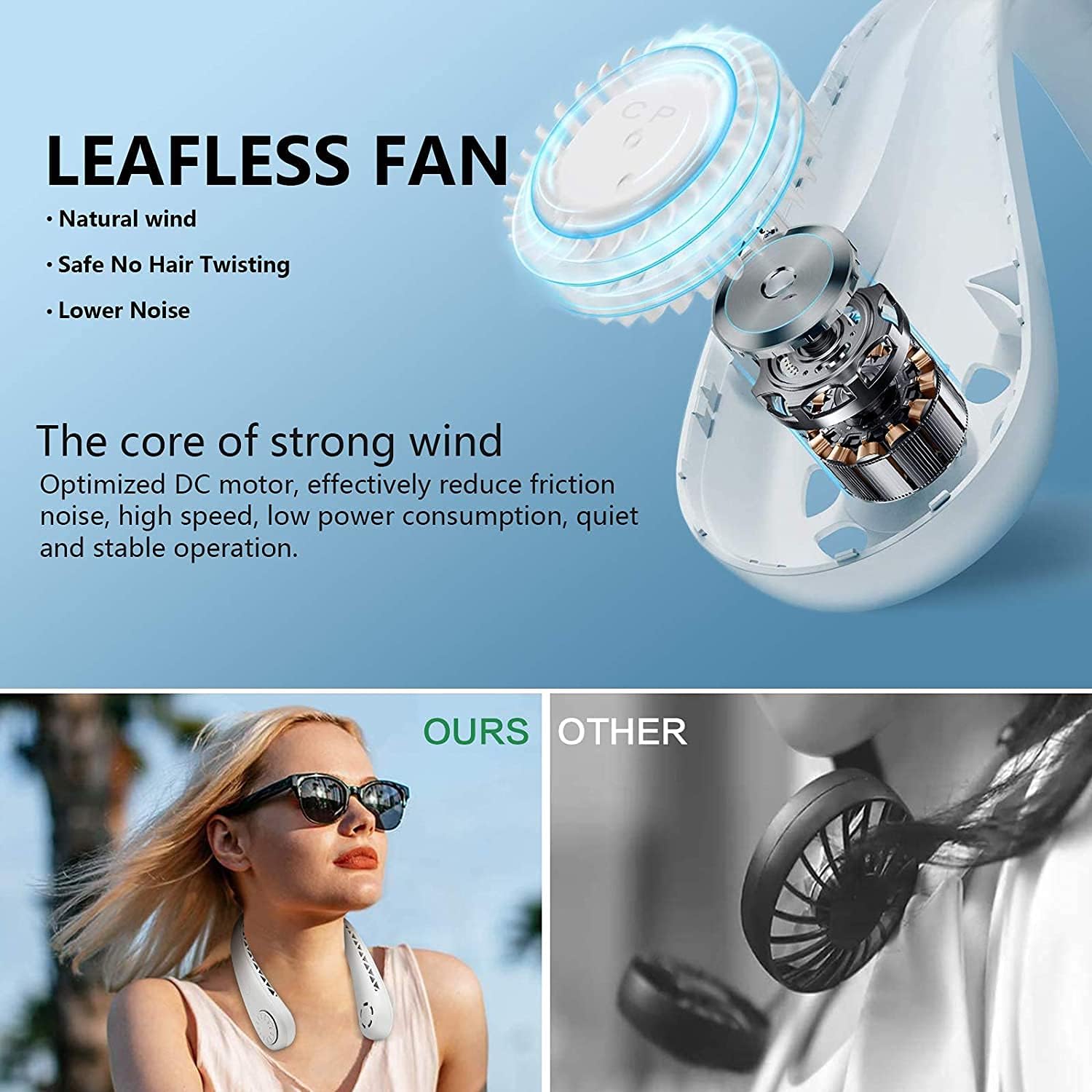 Portable Bladeless Hanging Rechargeable Neck Fan