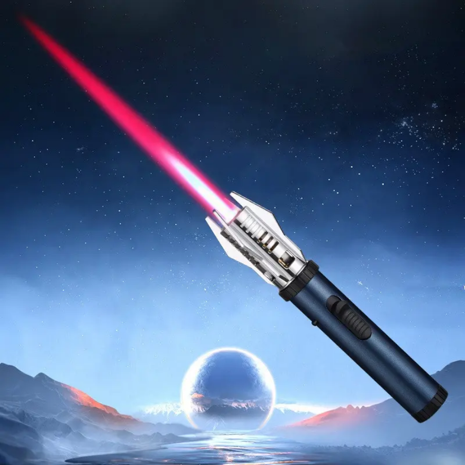 Jet Flame Lighter, Direct Impact Lighter Inflatable with Flame Locking Function, Refillable Jet Flame Windproof Torch Lighter for BBQ, Stove, Candle, Kitchen Cooker, Camping