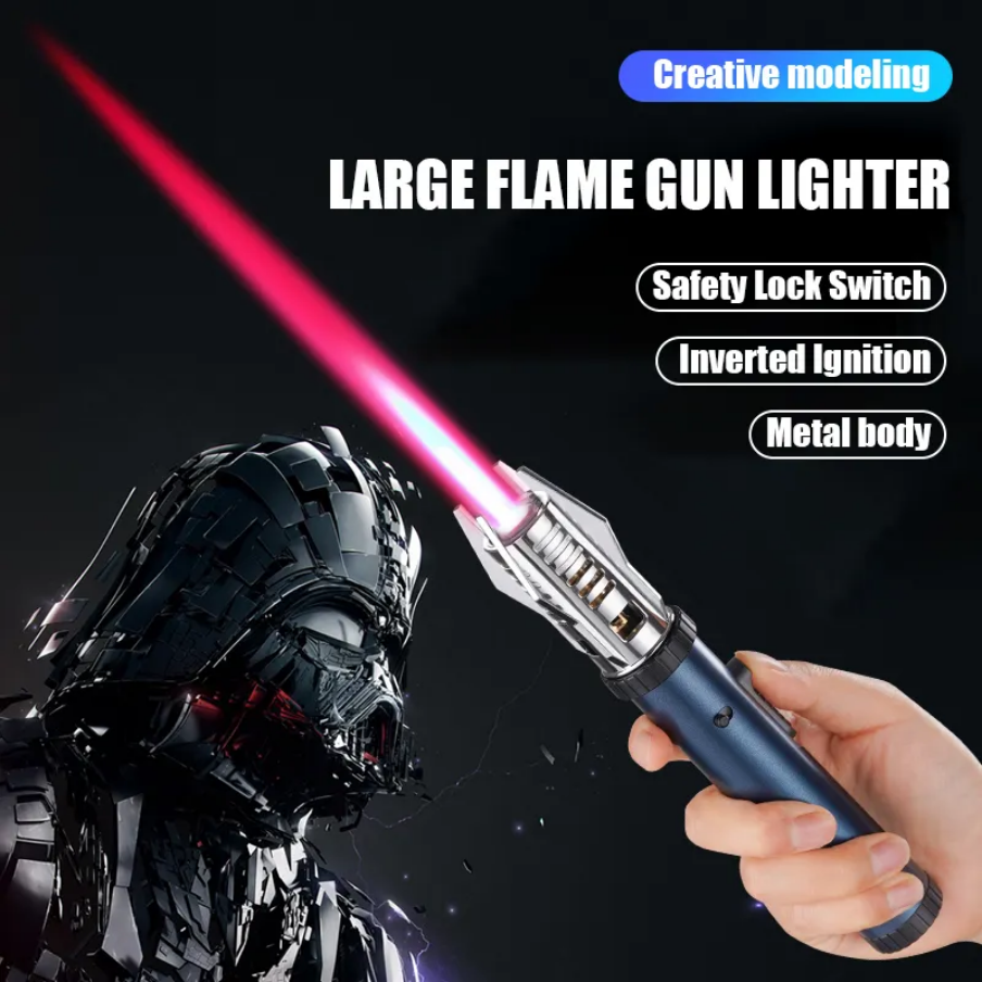 Jet Flame Lighter, Direct Impact Lighter Inflatable with Flame Locking Function, Refillable Jet Flame Windproof Torch Lighter for BBQ, Stove, Candle, Kitchen Cooker, Camping