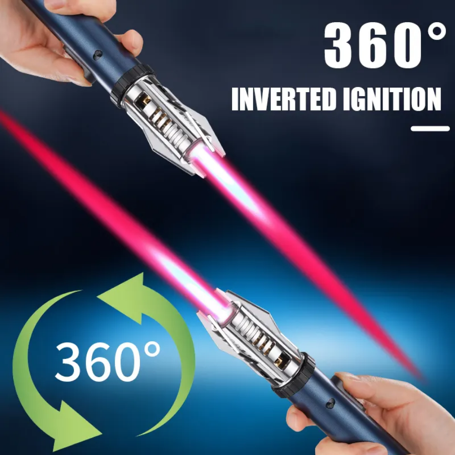 Jet Flame Lighter, Direct Impact Lighter Inflatable with Flame Locking Function, Refillable Jet Flame Windproof Torch Lighter for BBQ, Stove, Candle, Kitchen Cooker, Camping