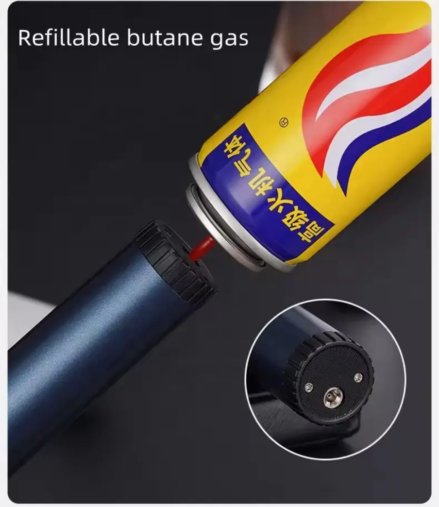 Jet Flame Lighter, Direct Impact Lighter Inflatable with Flame Locking Function, Refillable Jet Flame Windproof Torch Lighter for BBQ, Stove, Candle, Kitchen Cooker, Camping