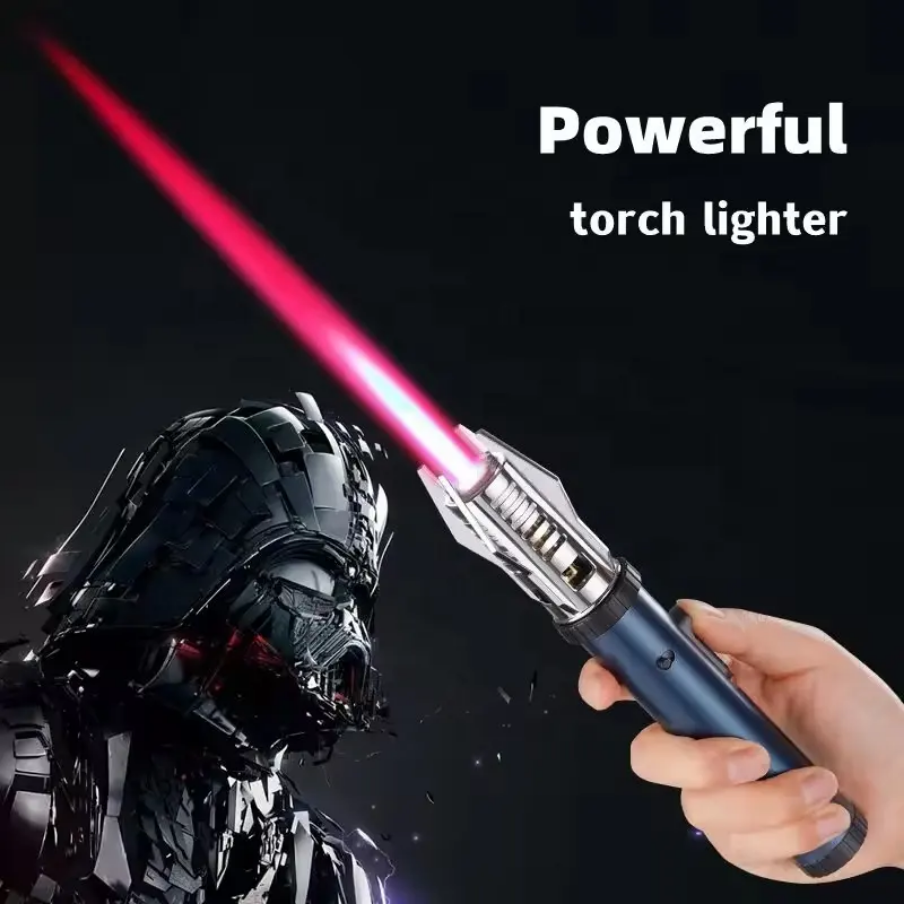 Jet Flame Lighter, Direct Impact Lighter Inflatable with Flame Locking Function, Refillable Jet Flame Windproof Torch Lighter for BBQ, Stove, Candle, Kitchen Cooker, Camping
